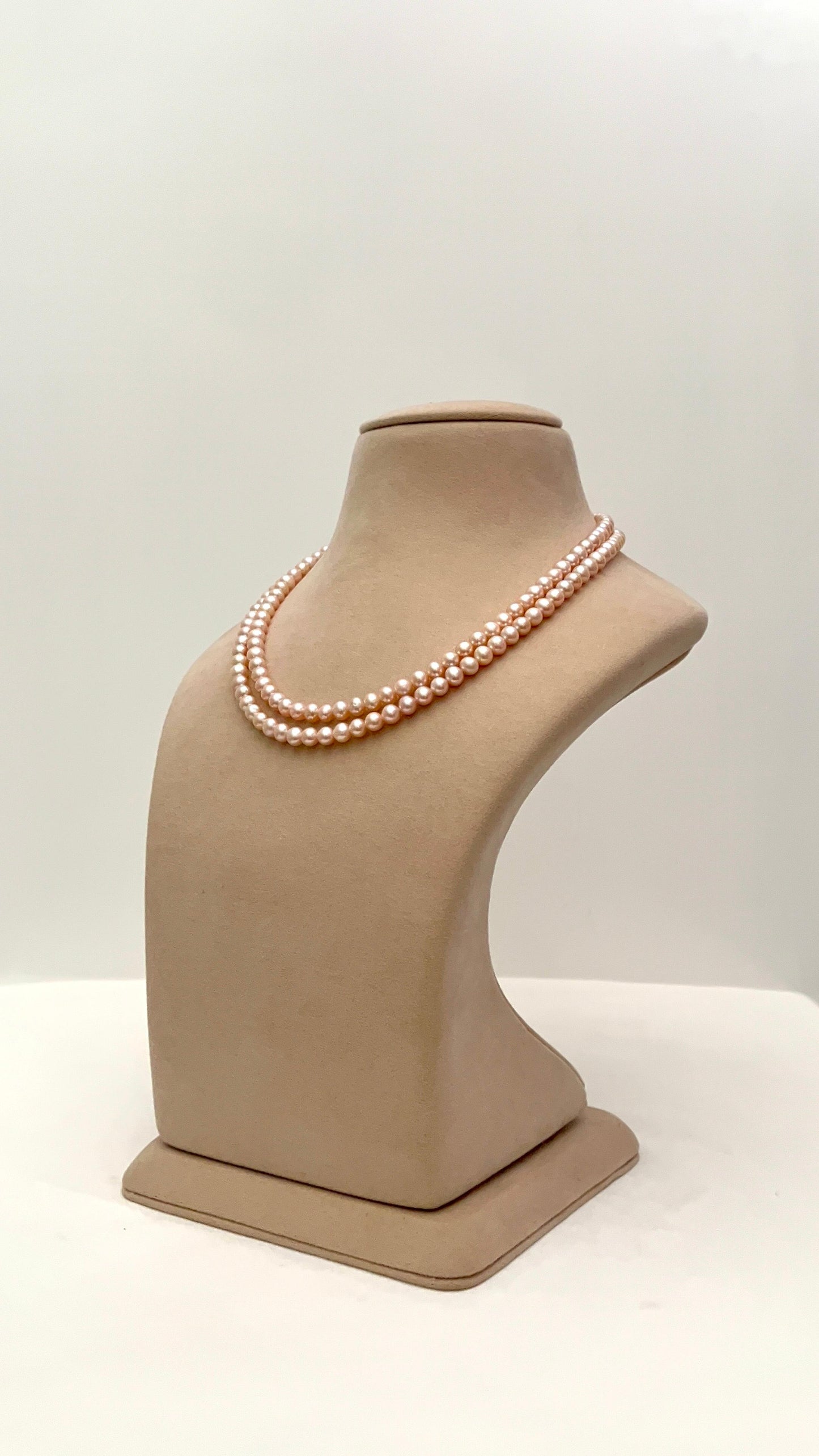 Double line Fresh Water Pearl Necklace (Pink)(5.5mm)