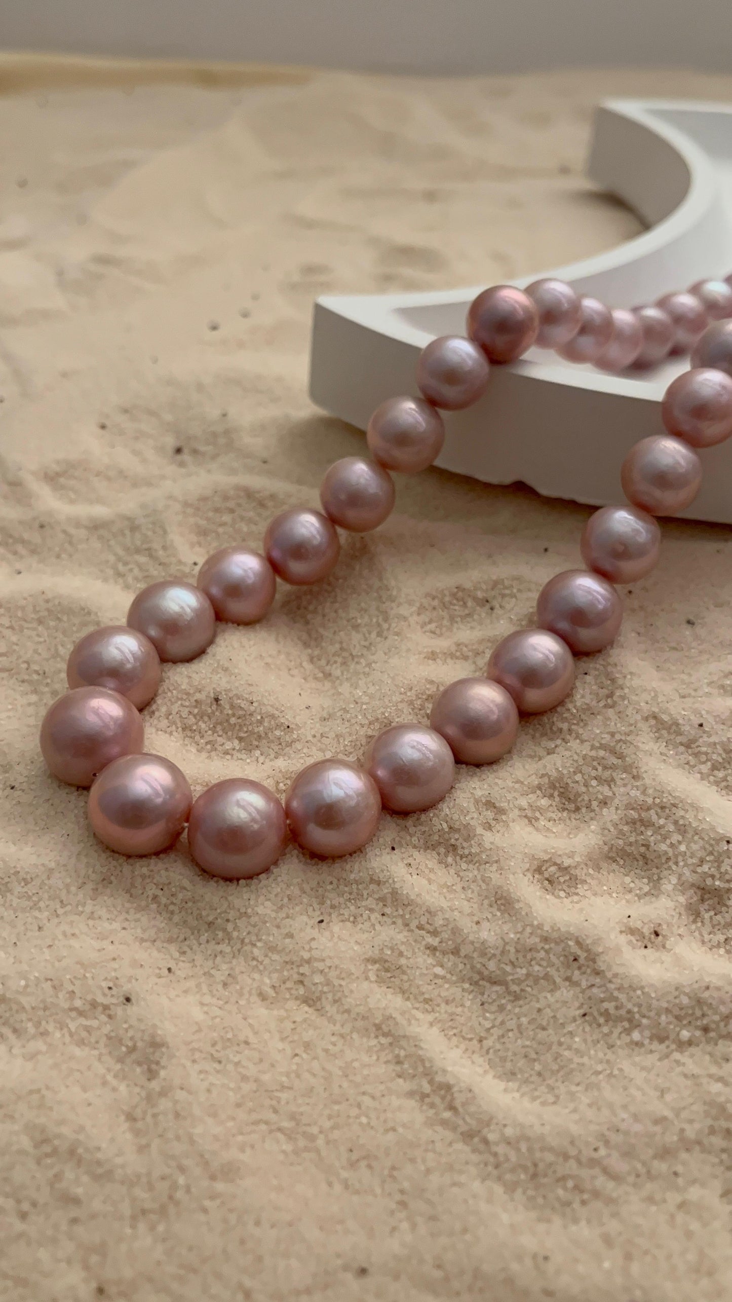 Round Freshwater Pearl Necklace (Pink)(12-15mm)