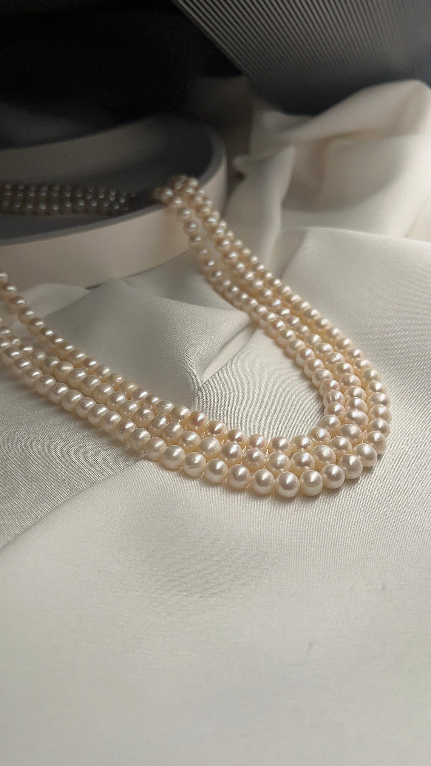 Triple Line Fresh Water Pearl Necklace