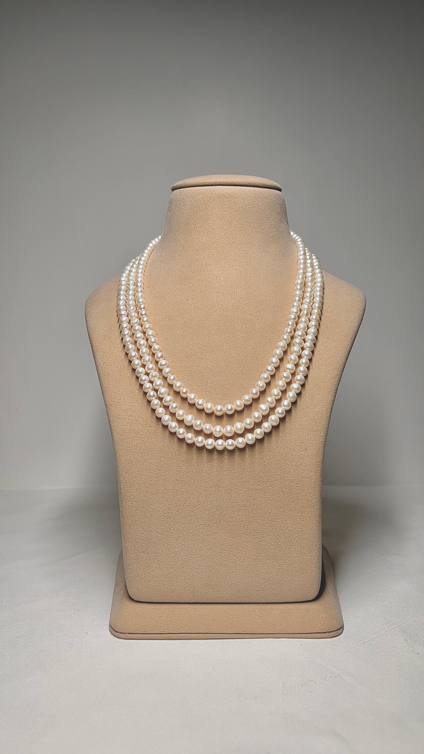 Triple Line Fresh Water Pearl Necklace