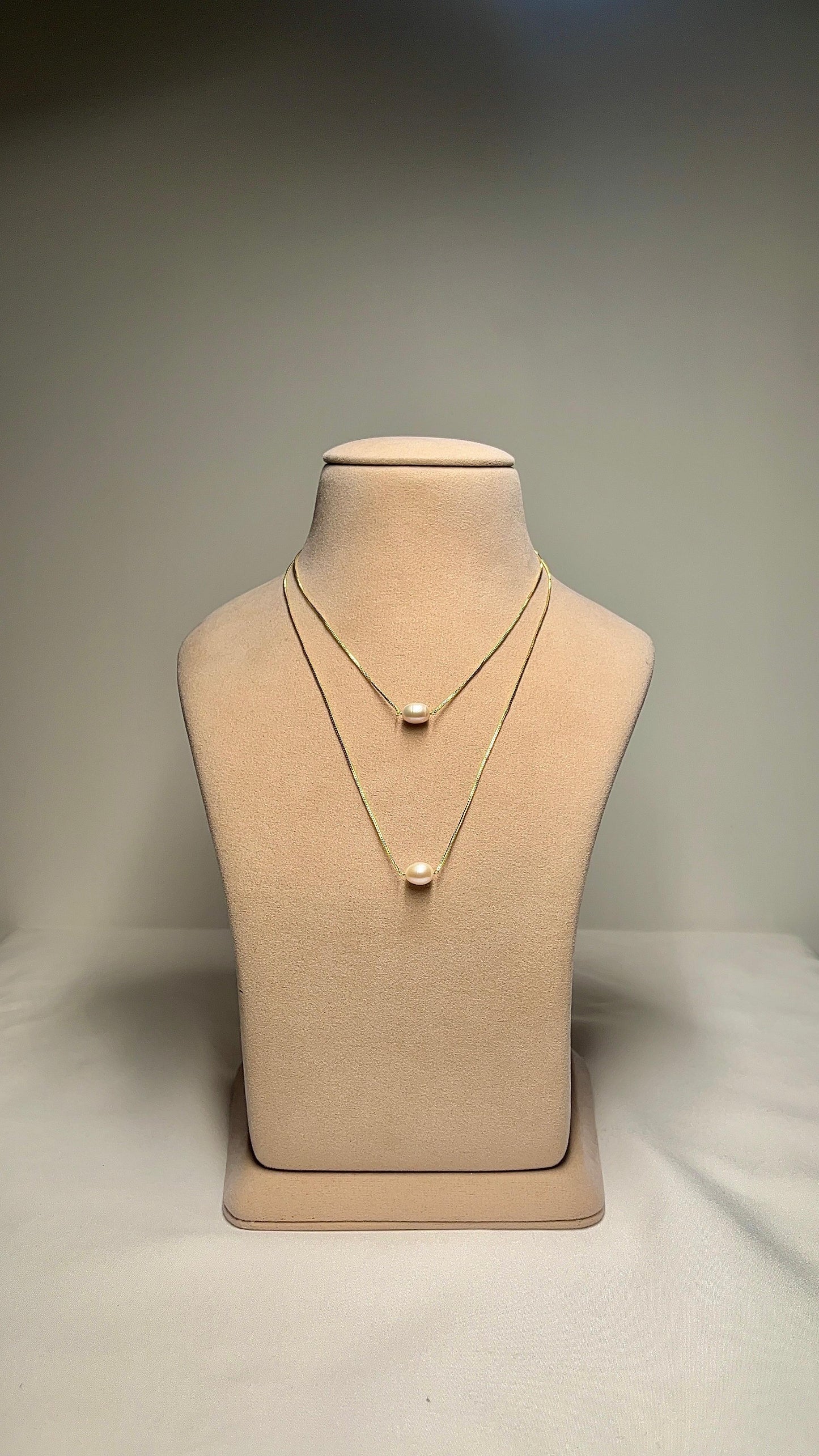Double Chain With Drop Pearl Pendant