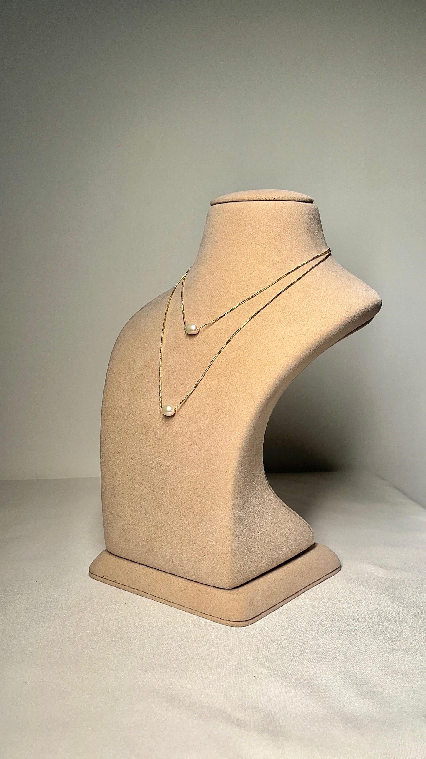 Double Chain With Drop Pearl Pendant