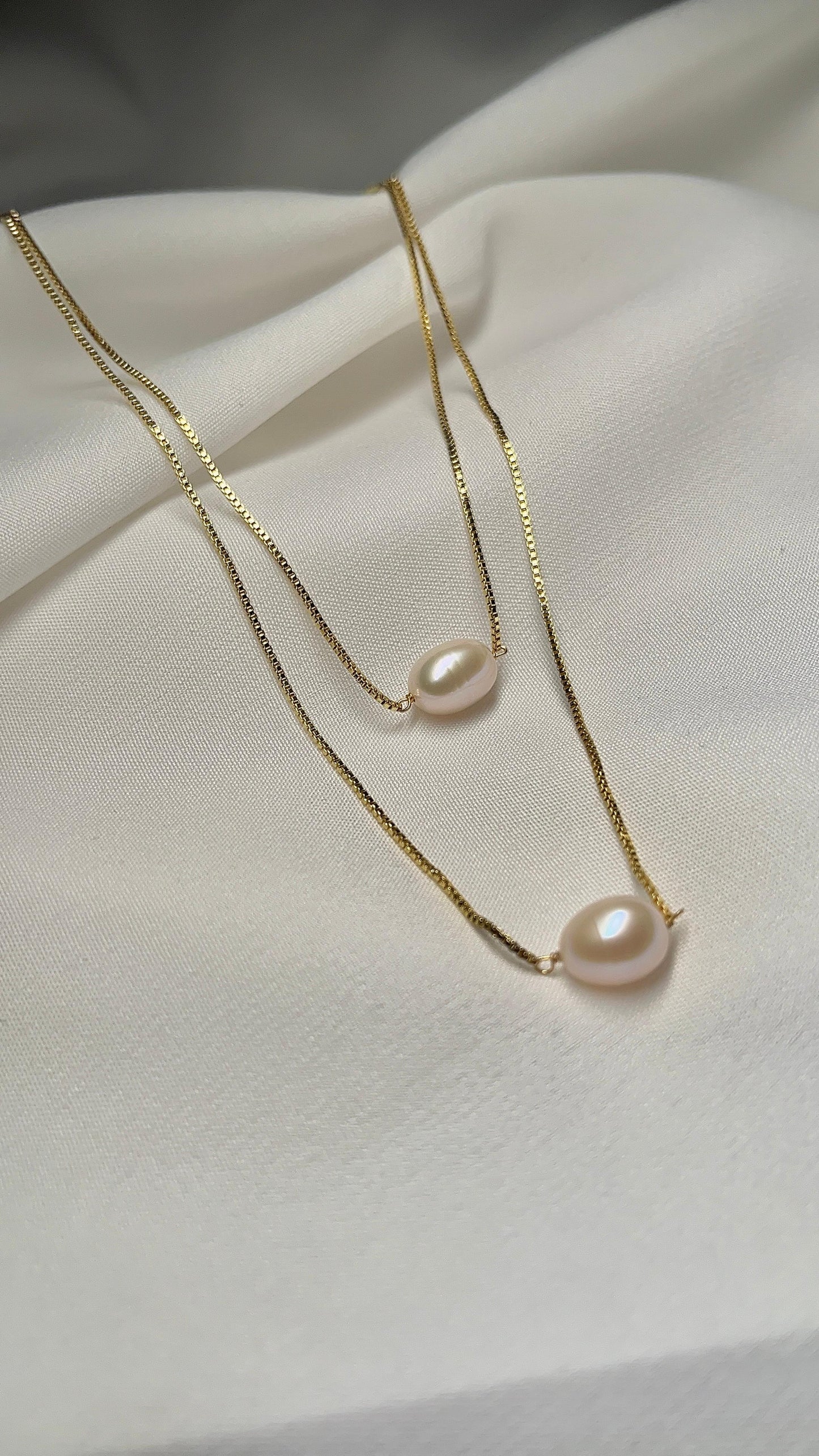 Double Chain With Drop Pearl Pendant