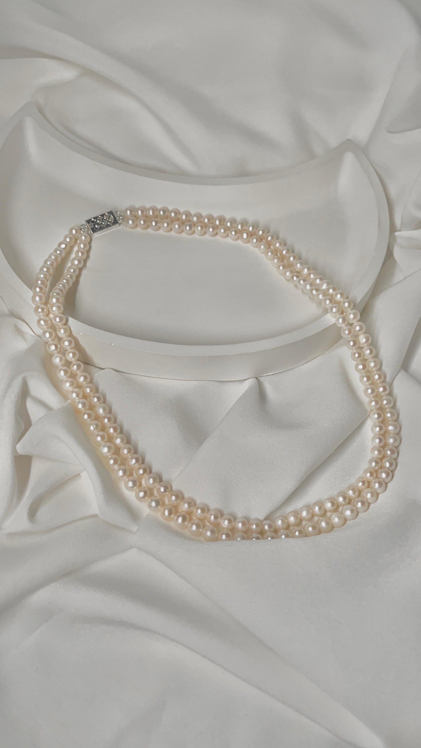 Double Line Fresh Water Pearl Necklace (5.5-6mm)