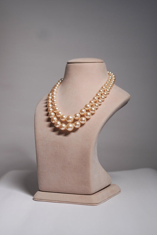 Shell Pearl Graduation Necklace , Double line (Golden)