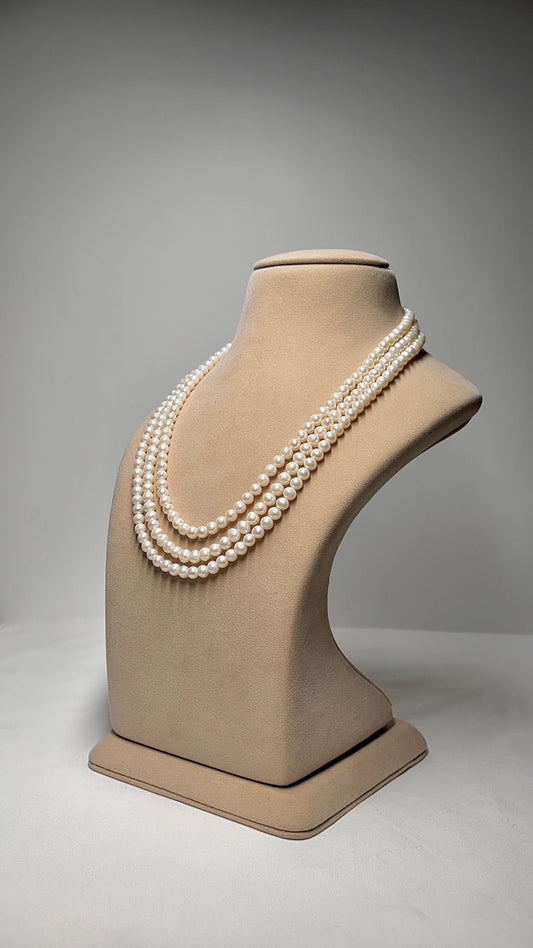 Triple Line Fresh Water Pearl Necklace