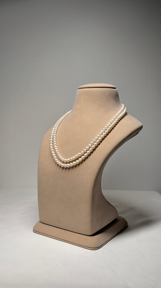 Double Line Fresh Water Pearl Necklace (5.5-6mm)